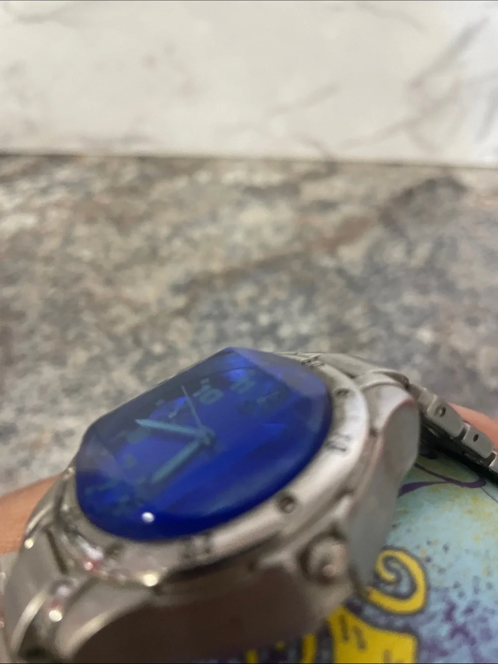 Geneva Silver Bracelet Watch with Blue Dial